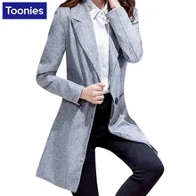 2018 New Autumn Long Women Blazers And Jackets Single Button Gray Blazer Women Jacket Casual Long Sleeved Blazer Feminino Longo