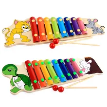 Baby Children s Early Education Cartoon Turtle Rabbit 8 Key Notes Toys Wooden Hand Knock Piano