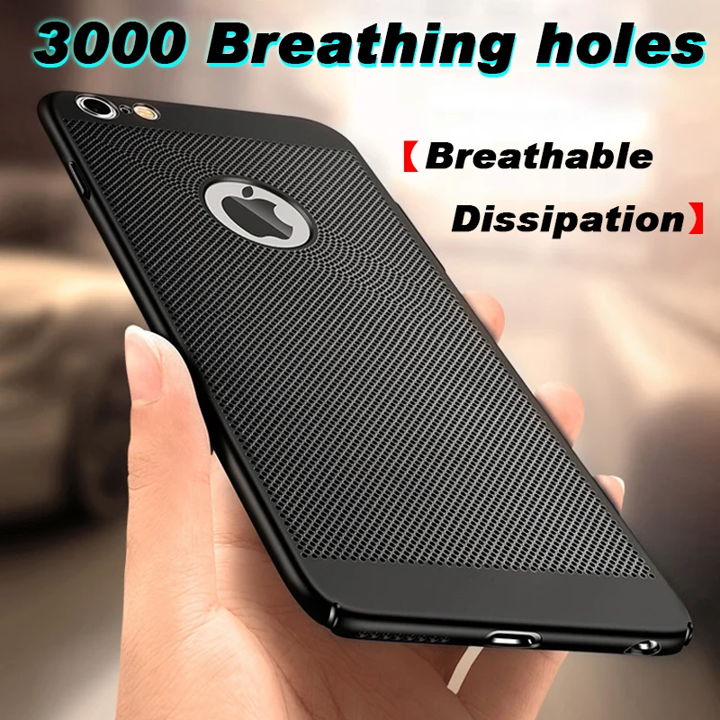 

Cooling Breathing Mesh Case for iPhone 7 8 6 6S Plus Phone Case Heat Dissipation PC hard Back Cover X 5 SE 5S XS MAX XR coque