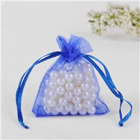Изготовленный На Заказ bolsas для подарков, 50 шт в наборе, 11x16 см различных цветов рождественские подарочные мешочки под конфеты упаковывая шнурок из органзы подарочные пакеты - Цвет: Blue