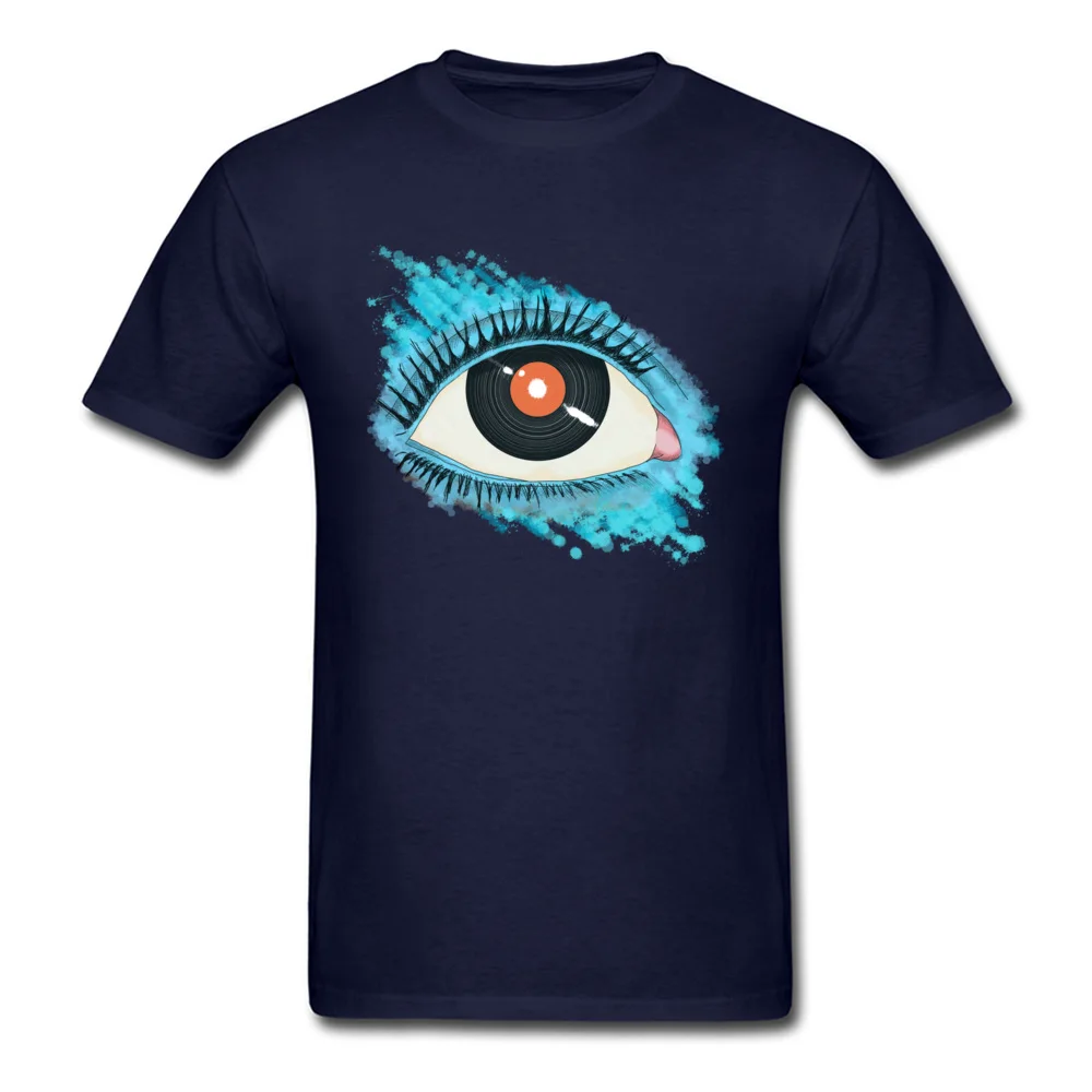 Musical vision eye illustration with vinyl record for pupil_navy