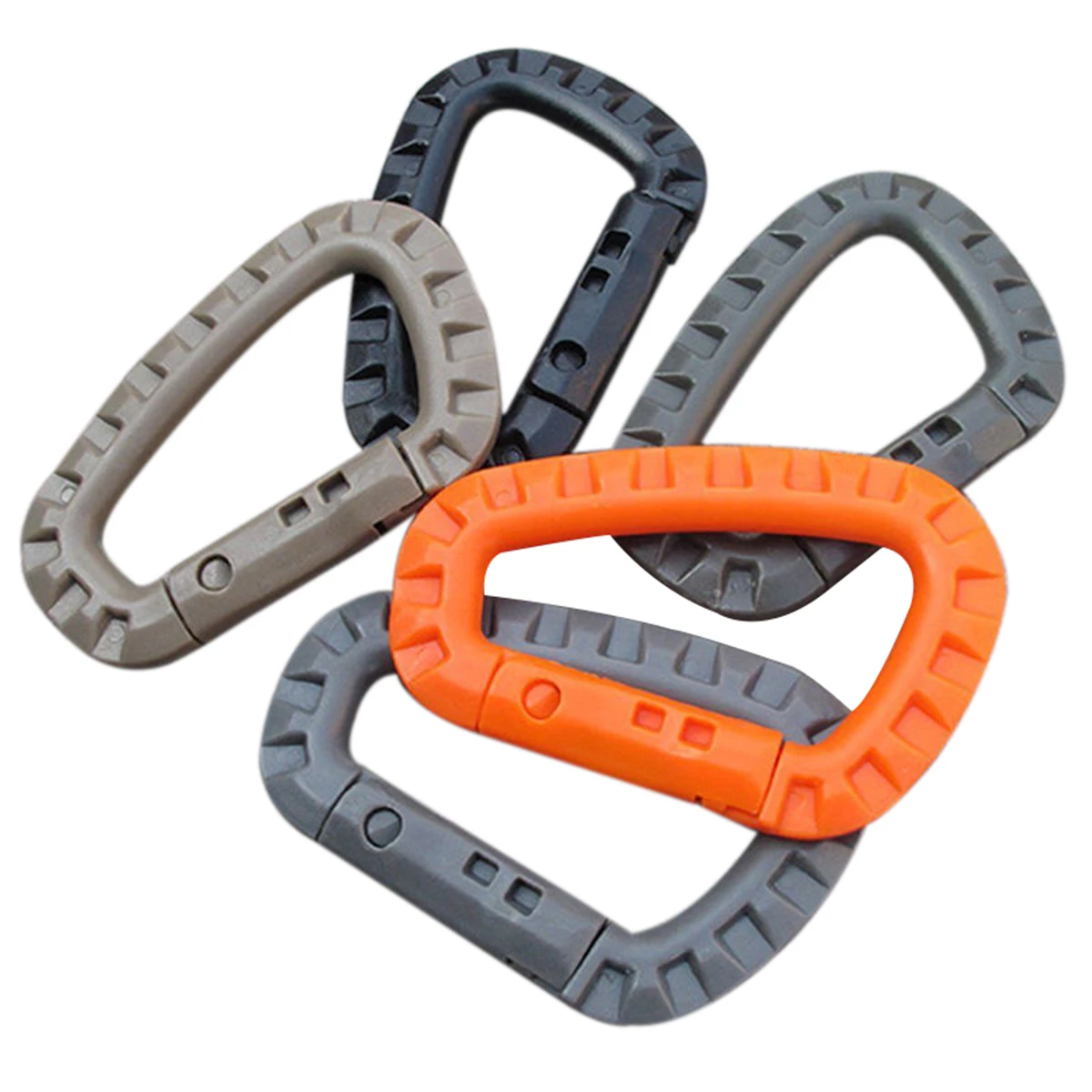 New 5 Pcs/ Lot Outdoor Camping Hiking Plastic D-Ring Carabiner Key Chain Clip Hook Buckle Travel Kits Random Color