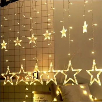 

12 Stars LED Window Curtain String Light DIY Wedding Decoration Outdoor Garland Birthday Party Festival Holiday Decoration