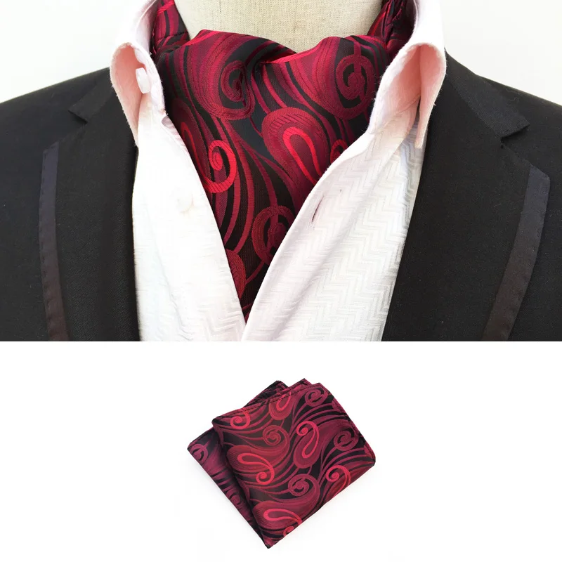 2 Pcs/Set Luxury Men Formal Scarf Set Classic Black White Paisley Scarves with Handkerchief head scarves for men Scarves