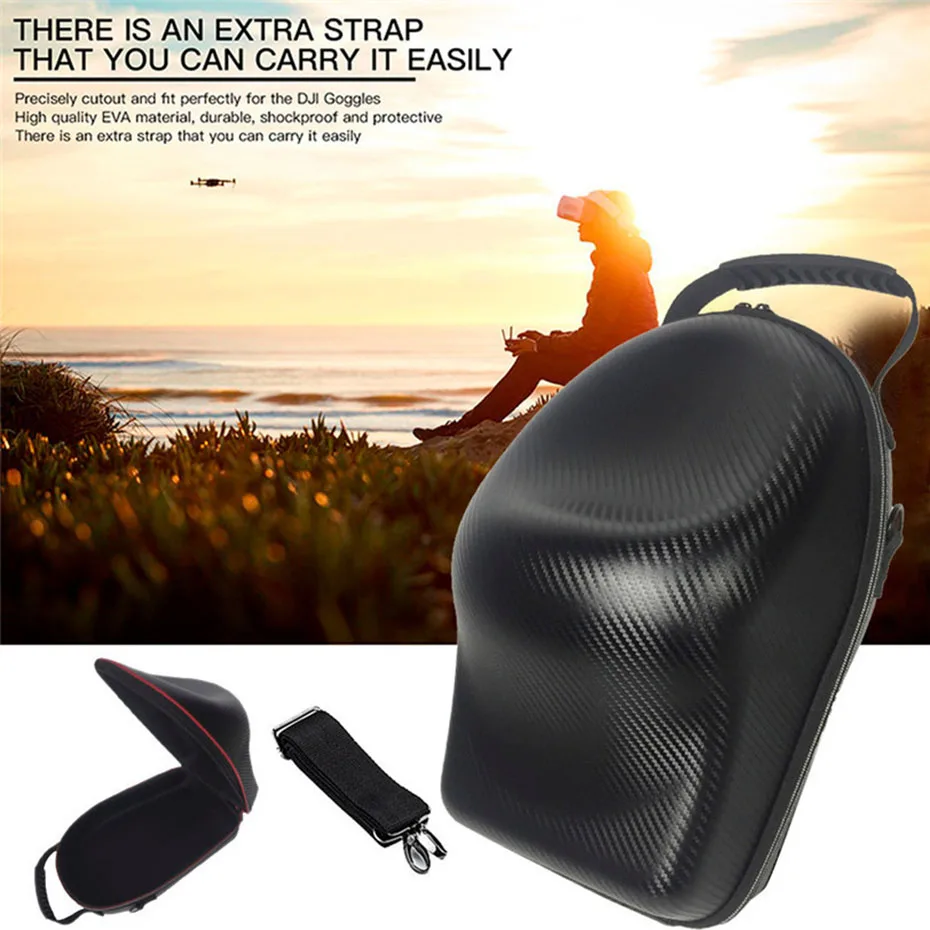 CAENBOO For DJI Goggle VR Glasses Bag Case Shoulder Bag Hard Storage Travel Carrying Box Cover Housing PU Drone Accessories  (1)
