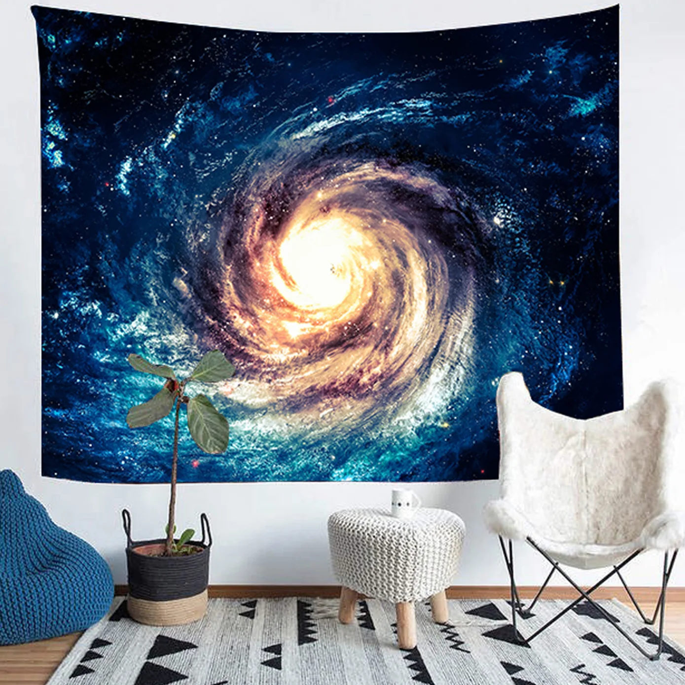 Galaxy Psychedelic Star Tapestry Wall Hanging Lightweight Polyester Fabric Forest wall hanging Decoration Home