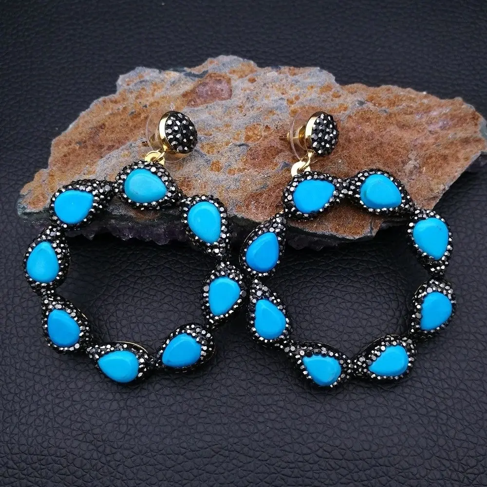

Blue Stone Macarsite Earrings