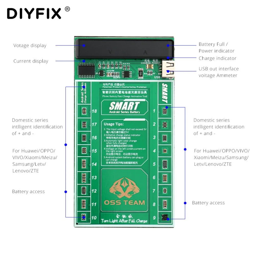 DIYFIX телефон аккумуляторная батарея пластина зарядка USB Кабельный фиксатор для samsung Xiaomi Huawei; Lenovo OPPO VIVO MEIZU Letv zte Проверка цепи