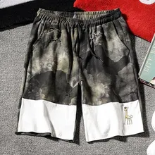 Летние новые модные камуфляжные Пляжные штаны мужские пять брюки повседневные индивидуальные жирафовый принт микро-эластичный пояс мужские шорты