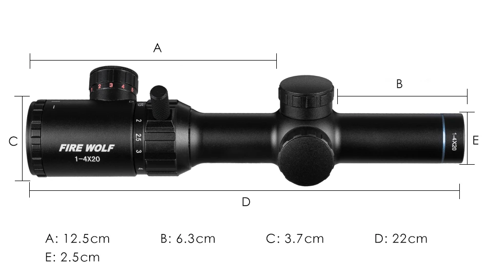 Rifle de ar Fogo Lobo Rifle Escopo Verde Vermelho Iluminado Riflescope Range Finder Retículo Scope Visão Óptica Caça 1-4x20 11 Fogo lobo 1-4x20 rifle escopo verde vermelho