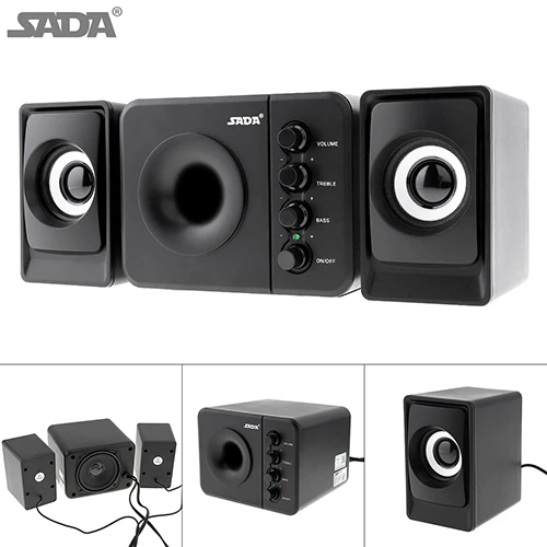 Черный SADA D-205 портативный 3 Вт USB 2,0 компьютер сабвуфер комбинированные колонки с 3,5 мм аудио разъем для настольного ноутбука ПК смартфон - Цвет: Черный