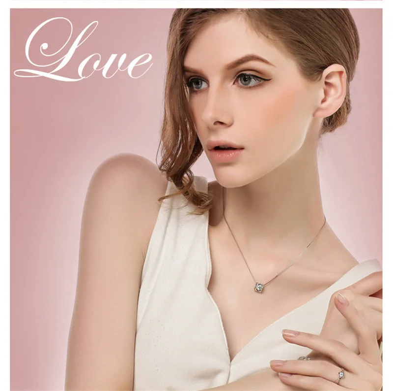 Korean Fashion Hollow Heart-Shaped Necklace With Shining Zircon Silver Color Pendant Necklace For Girl Women Wedding Jewelry N19  (1)