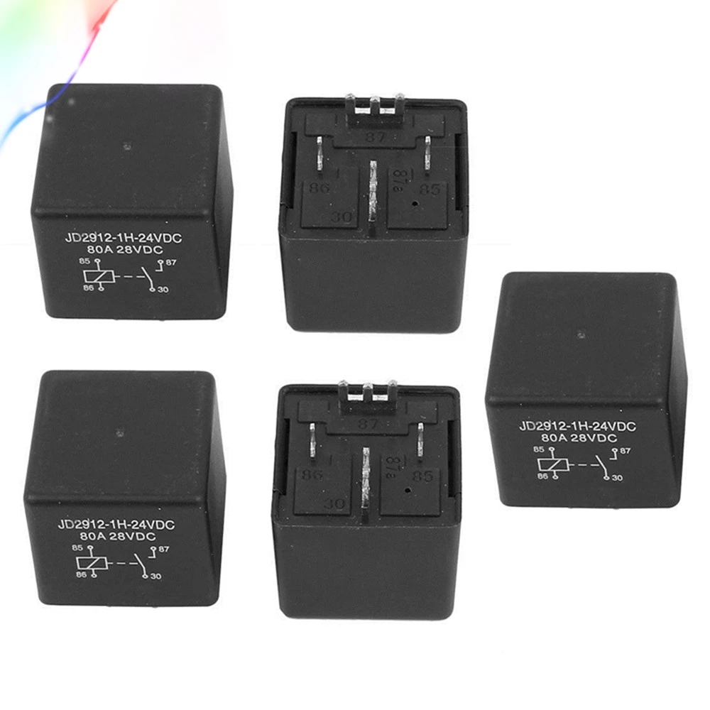 

DC 12V 24V Coil 80A 4 Pins SPST Vehicle Car Security Power Relay 5pcs