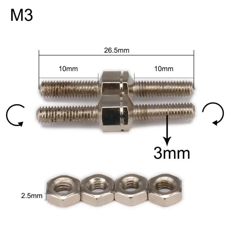 Серебряный Тяговый стержень тяга-толкатель M4 38,5 мм M3 26,5 мм#45 сталь для RC автомобилей багги грузовик часть HSP Axial Traxxas Himoto