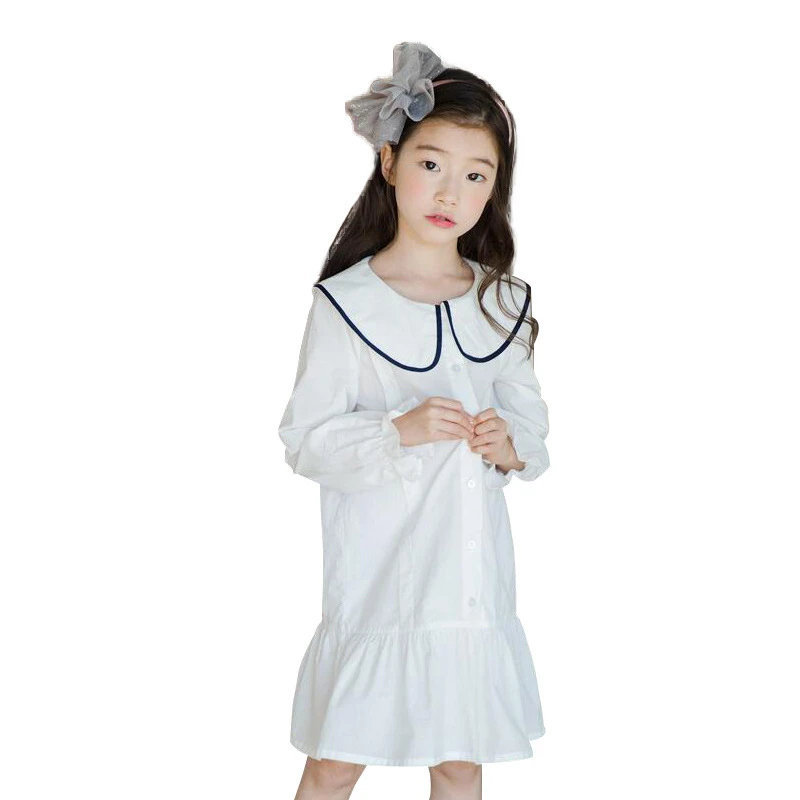 Verano 2019 vestido para Elegante ropa blanca a la escuela casual 4 14 años algodón viejo Primavera Verano midi vestidos|Vestidos| - AliExpress