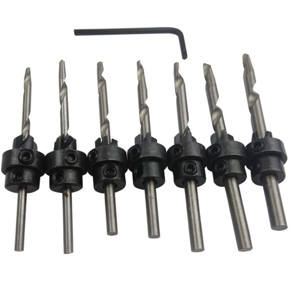 

22Pcs per Set HSS Countersink Drill Bit Wood Cutter Screws Stop Collars Woodworking Drilling Hole Saw Tools Kit