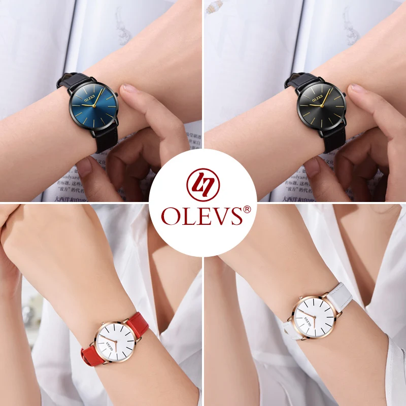 OLEVS ультра тонкие парные часы мужские наручные часы кожаные кварцевые, на ремешке женские часы водонепроницаемые часы для влюбленных цена 1 шт