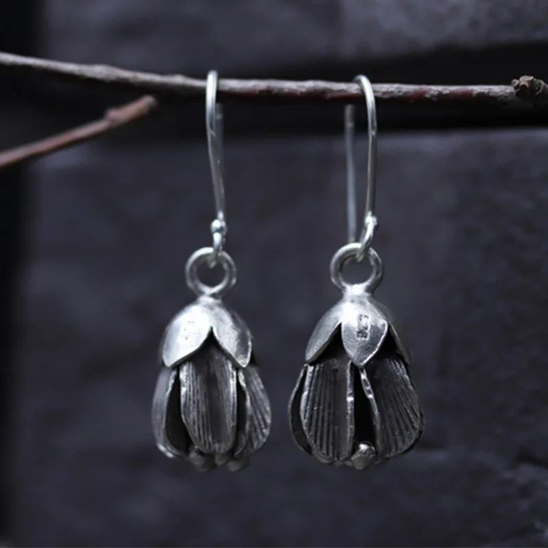 

JINSE Vintage 925 Silver Drop Earring Enkianthus Chinensis boucle d'oreille S925 Sterling Silver Earrings for Women Jewelry