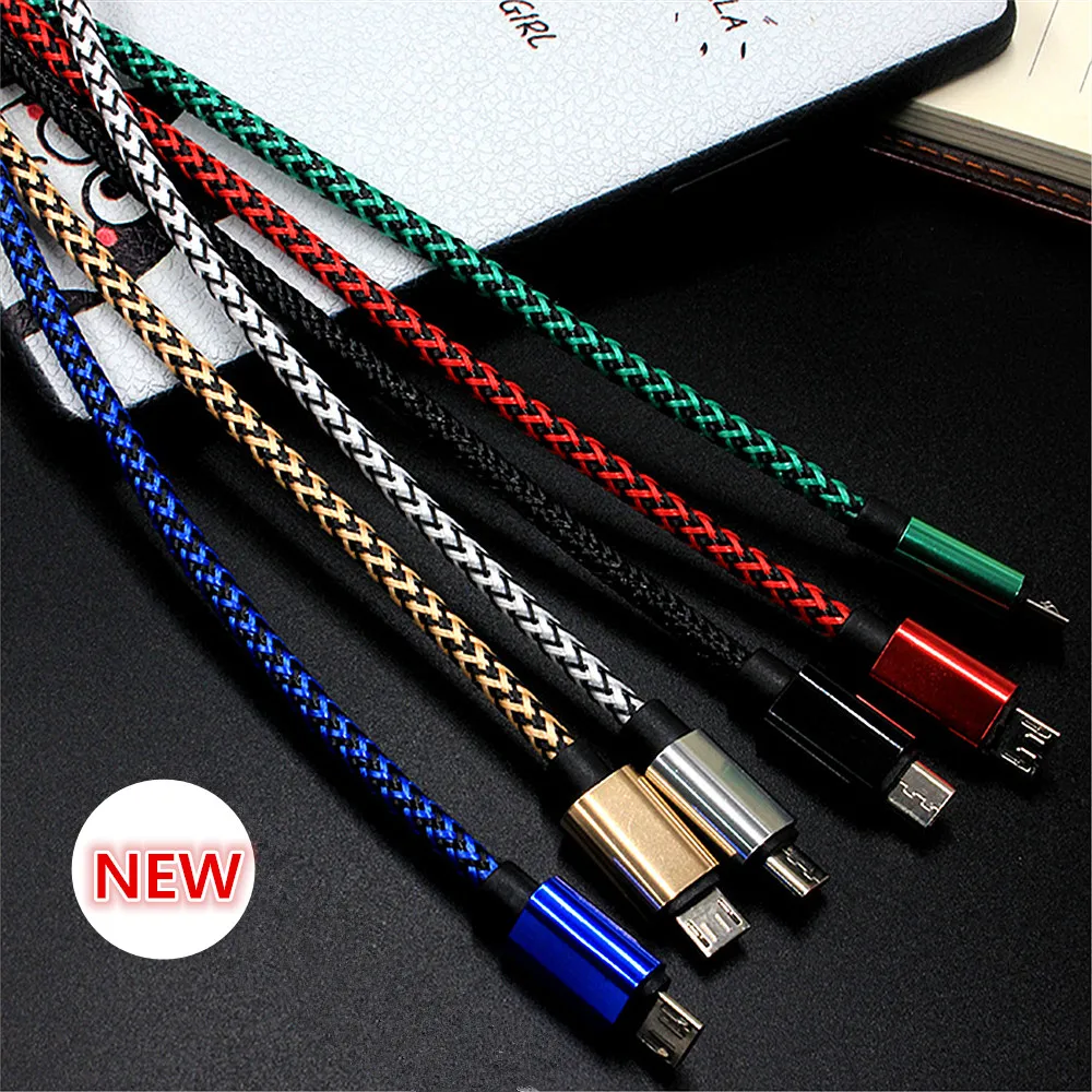 

1/2/3 Meter Braided Micro USB Charging Cable For iPhone 6S 7 8 Plus X XS XR Mobile Phone Charger For HUAWEI