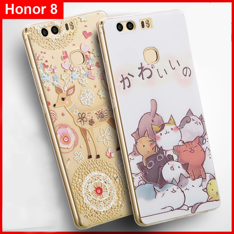  for huawei honor 8 case Vpower  3d relief tpu soft transparent CASE cartoon Phone Cover For huawei honor8 Shell 