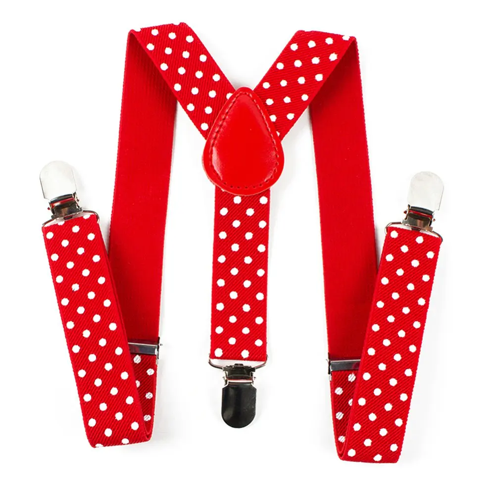 Mantieqingway дети высокого качества подтяжки 3 клип регулируемые полосатые подтяжки эластичные модные костюмы свободные полоски для детей - Цвет: Big red