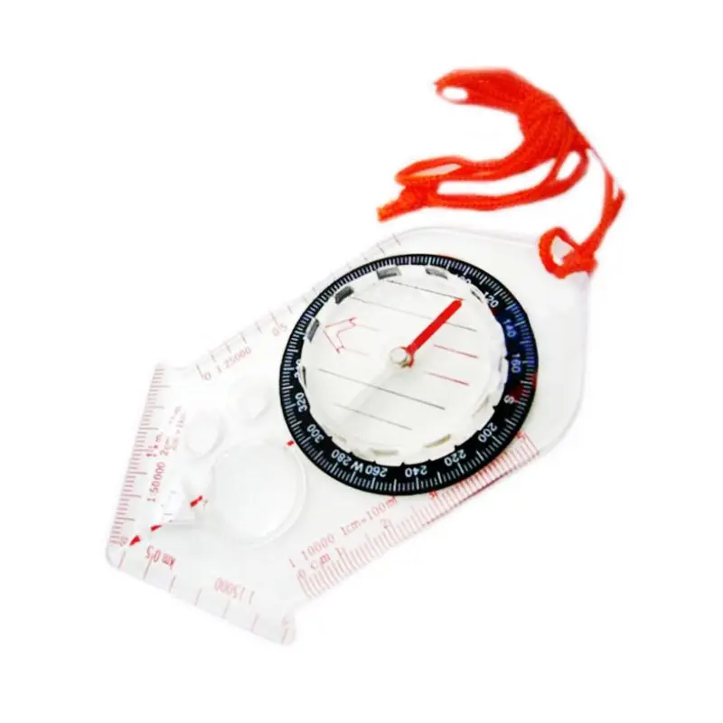

Sturdy Acrylic Ruler Compass Lanyard Waterproof Pocket Size Outdoor Camping Hiking Gear Portable Adventure Survival Accessory