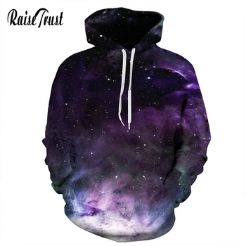 

Raise Trust Harajuku Sweatshirts Men/Women Space Galaxy 3d Print Purple Stars Nebula Hoodie Fashion Couple Streetwear Male XXXL