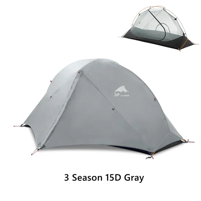 15D 3 Season Gray 3F UL gear палатка одноместная двухслойная 15D/210T походная палатка водонепроницаемая 3 сезона 4 сезона с ковриком - Цвет: 15D 3 Season Gray