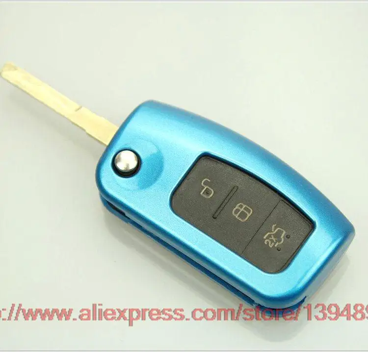Автомобильный ключ ABS chian/чехол для ключей/Сумка для ключей, пригодный для Ford Focus Ecosport Escape Fiesta Edge mustang S-MAX explorer - Название цвета: Model  3 blue