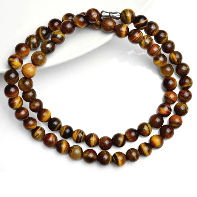 Yellow Tiger Eye Stone Necklace Carved For Women Massage Necklace