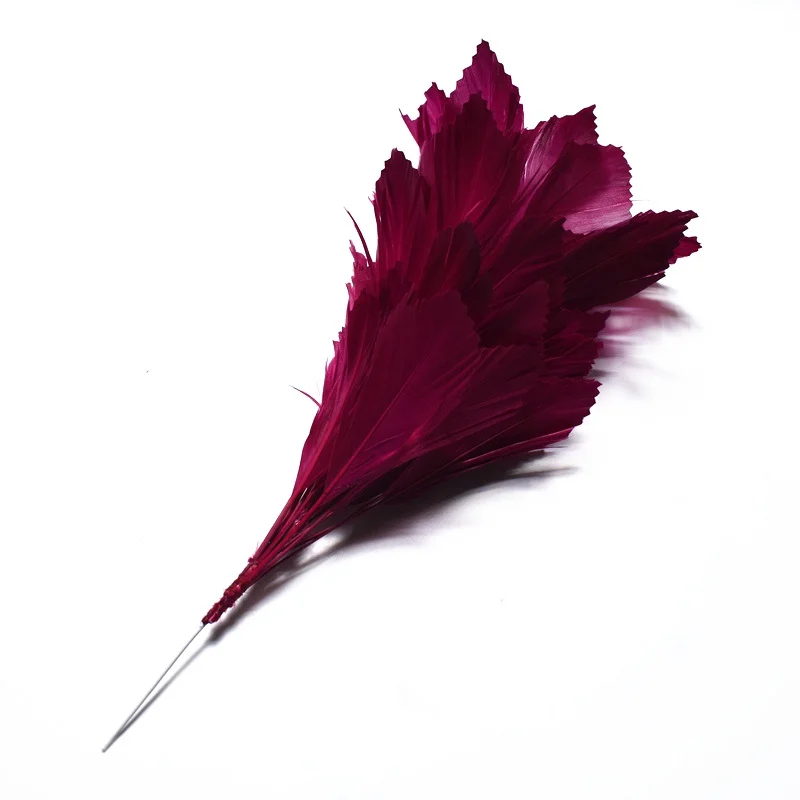 Wine red Длина около 30 см, гусиное перо, свадебная брошь, перья, цветок, головной убор, перья для рукоделия, украшение для свадебной вечеринки - Цвет: Wine red