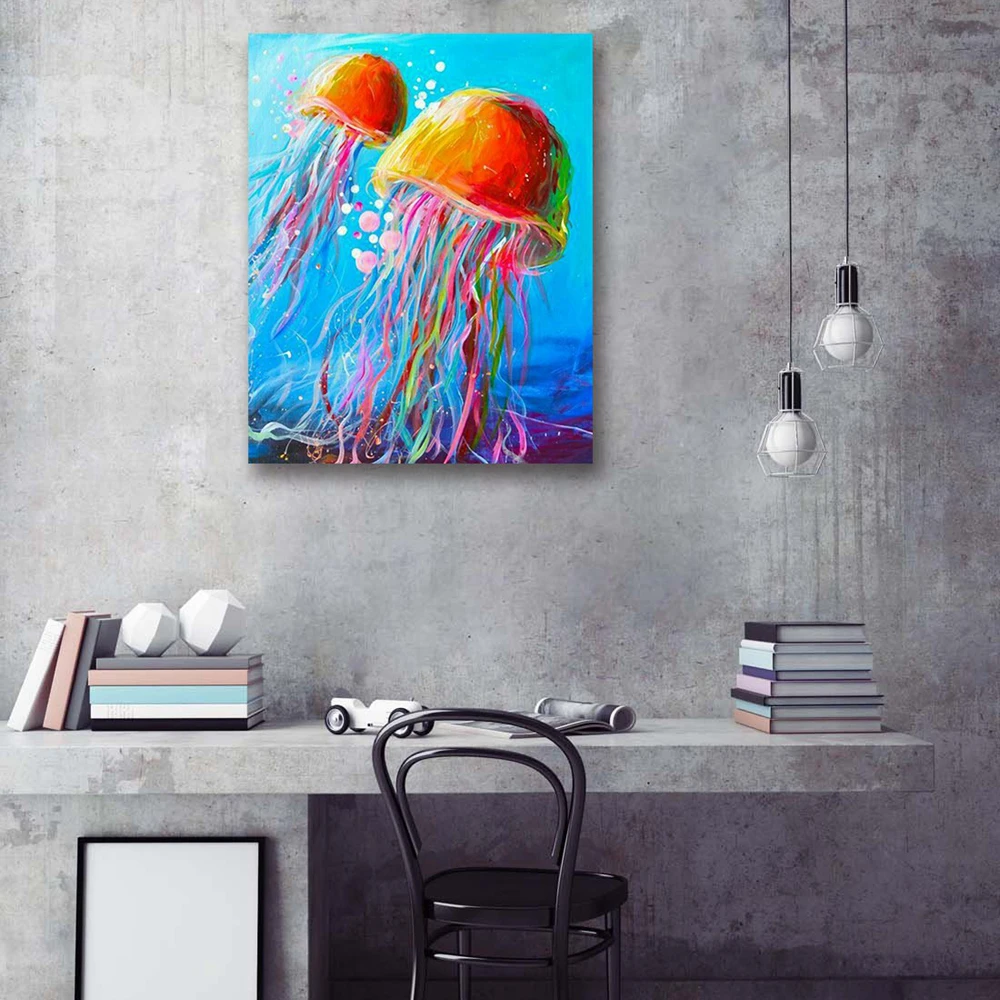 Medusas Lienzo Arte De La Pared Ilustraciones Impresas Vida Marina