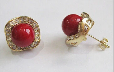 

Bridal jewelry free shipping hot sell4 colors!10mm pink/gray/black/blue/yellow/coffee shell pearl 18KGP stud earring