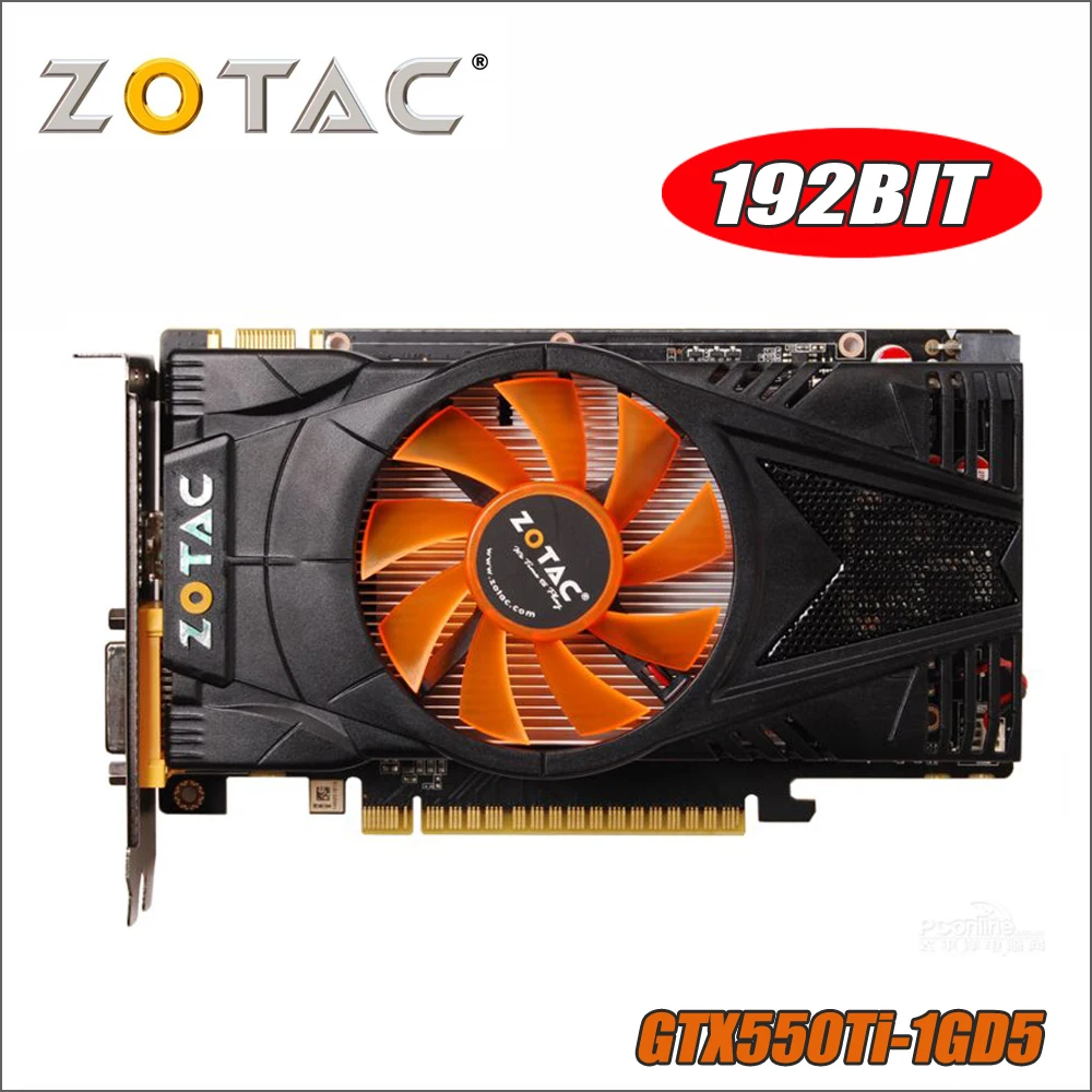 Б/у видеокарта ZOTAC GeForce GTX 550 Ti 1 ГБ GDDR5 видеокарты для nVIDIA карта GTX550Ti интернет кафе GTX 550TI 1GD5 Dvi VGA