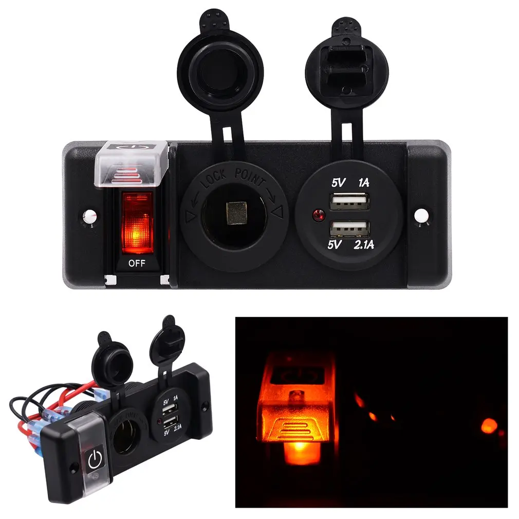 New Waterproof Car Refitting Charging Switch Dual Usb Charger Smoke-lighting Socket Electric Seat CS-595A1 Sale | Обустройство дома