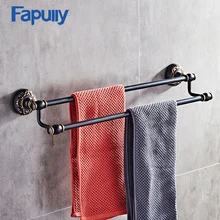 Fapully Towel Rack Shelf Black Bathroom Towel Bar Wall Mounted Double Bar Bathroom Accessory full copper simple bathroom lengthened antique black towel with double pole towel bar 9019k