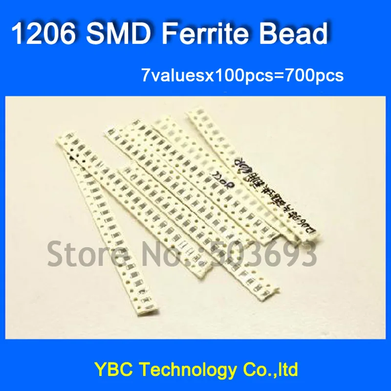 1206 SMD ферритового 7valuesX100pcs = 700 шт. 1206 SMD FB 11R 60R 80R 120R 220R 600R 1K