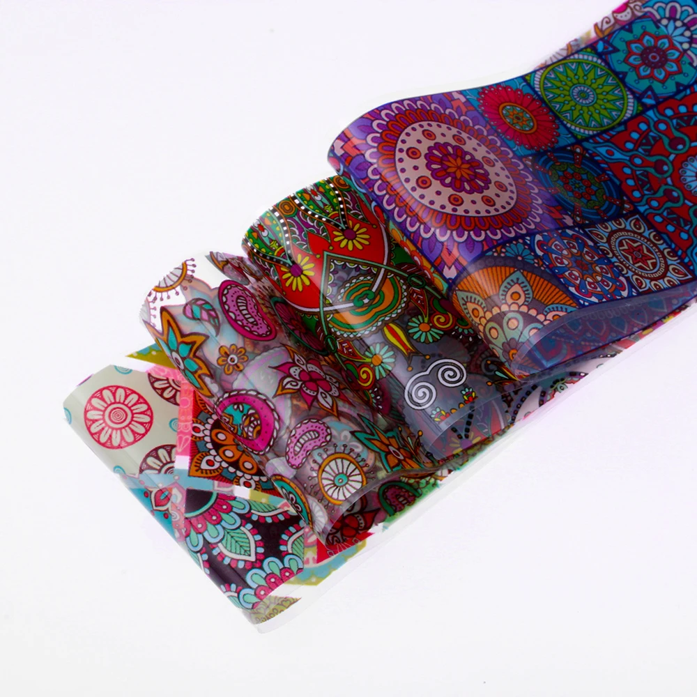 10 дизайн/набор 4*100 см голографическое искусство ногтей переводные наклейки из фольги бумажные цветы AB цветные УФ-гелевые обертывания наклейки для ногтей