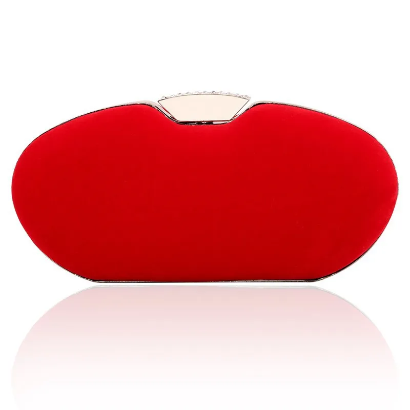 

2018 New Elegant Solid Velour Evening Clutch Handbag For Lady Rhinestones Metal Hasp Hobos Bag Crossbody Messenger Shoulder Bag