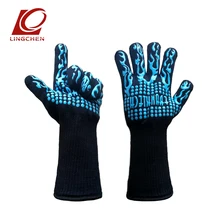 Синие Противоскользящие силиконовые Арамидные материалы полиэстер/хлопок подкладка кемпинг, барбекю Eldiven термостойкие огнестойкие перчатки
