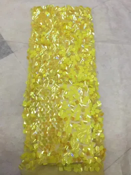 

New African Lace Fabric High Quality Swiss voile French Nigerian Mesh Tulle With Big Sequins Lace Fabrics 5 yards For Dress A919