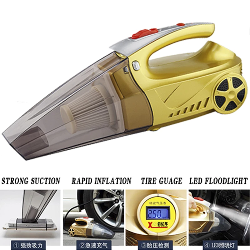 portable 4 in 1 Multi function Dual Use Car vacuum cleaner with air