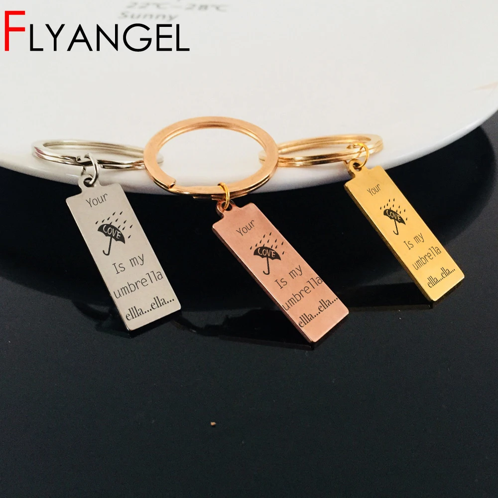 Custom Name Creative Keychain Pendant Engraved Love Umbrella Car Key Tag HIgh Quality Stamped Keyring Gifts For Girlfriend Lover |