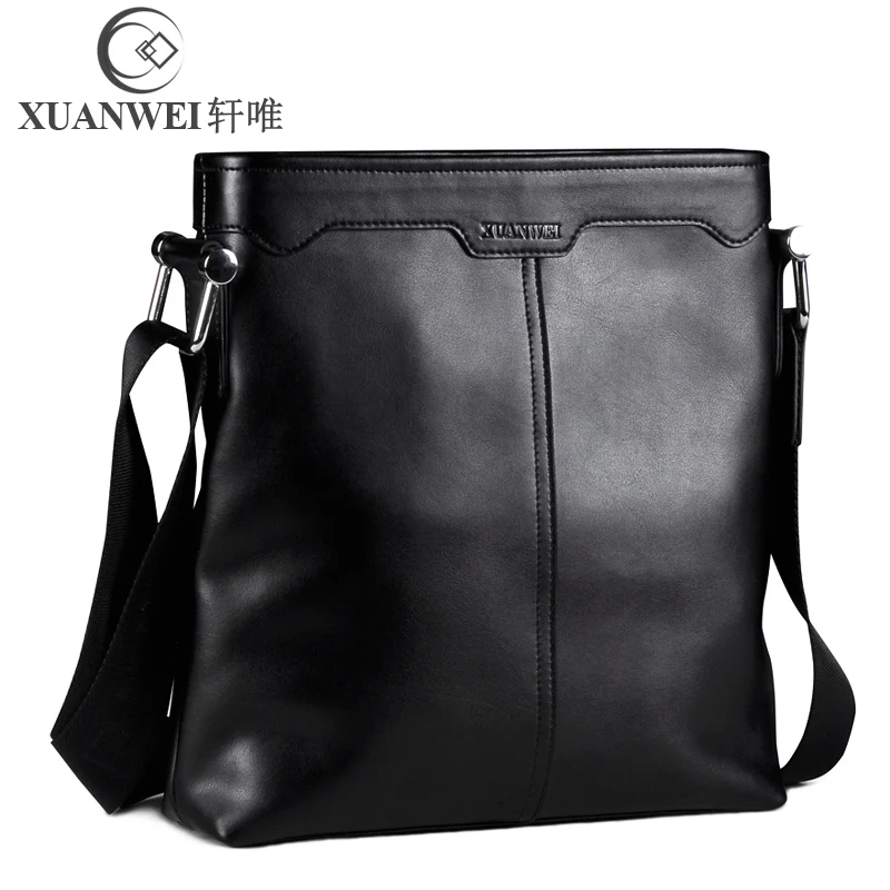 

XuanWei Black Simple Style Genuine Leather Single Shoulder & Crossbody Bags with free keyring on Business Occasion(XW-250)