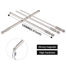 4pcs/set 150mm Flat Head Slotted Tip Screwdrivers Bits 2.0-6.0mm 1/4" Hex Shank S2 Alloy Steel Magnetic Driver Bits Hand Tools