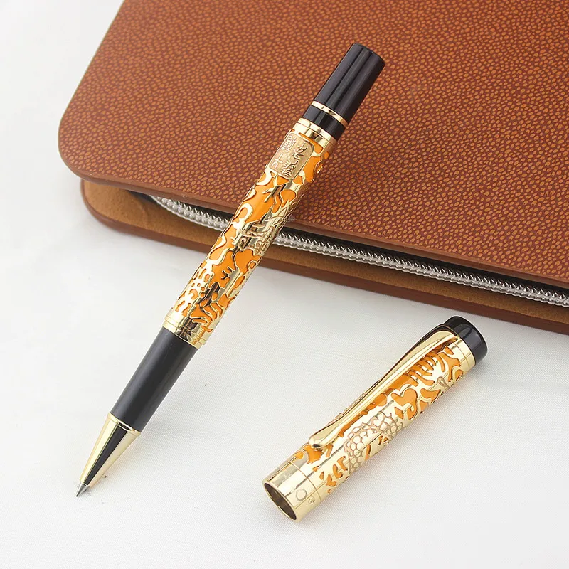 Jinhao 5000 винтажная Роскошная металлическая шариковая ручка с красивой текстурой дракона, черная и Золотая чернильная ручка для офиса и бизнеса