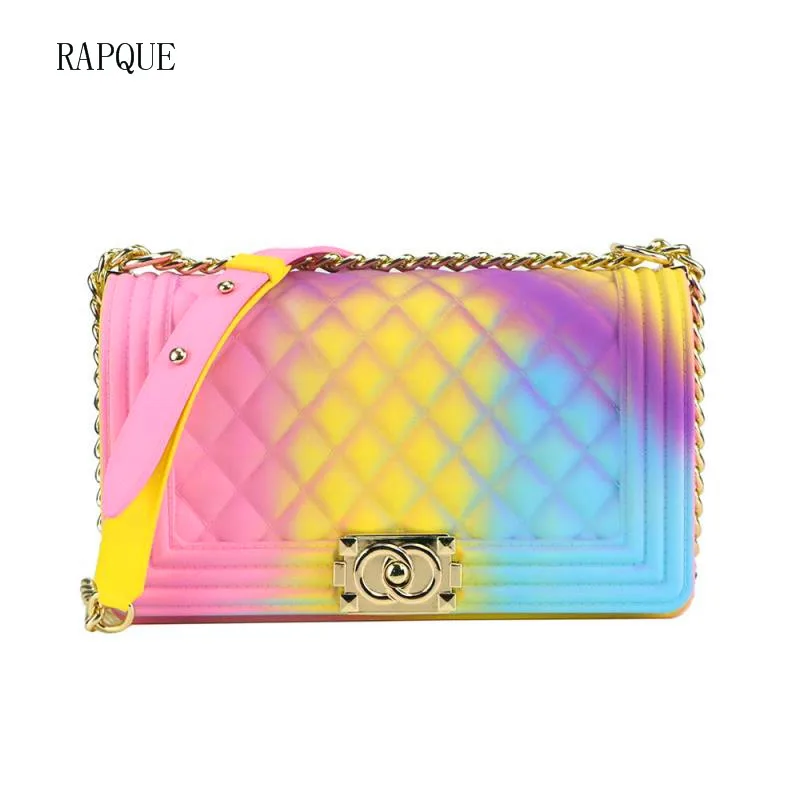 حلوى الهلام حقيبة كتف الملونة crossbody أكياس النساء قوس قزح رفرف حقيبة ساعي PVC whaterproof الشاطئ يد مبطن محفظة حلوى الهلام حقيبة كتف الملونة crossbody أكياس النساء قوس قزح رفرف حقيبة ساعي PVC whaterproof الشاطئ يد مبطن محفظة