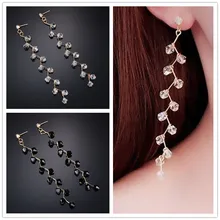 EK750 HOT Statement Fashion Jewelry Luxurious Long Tassel Crystal Beads Leaf Drop Earring For Women Boucles