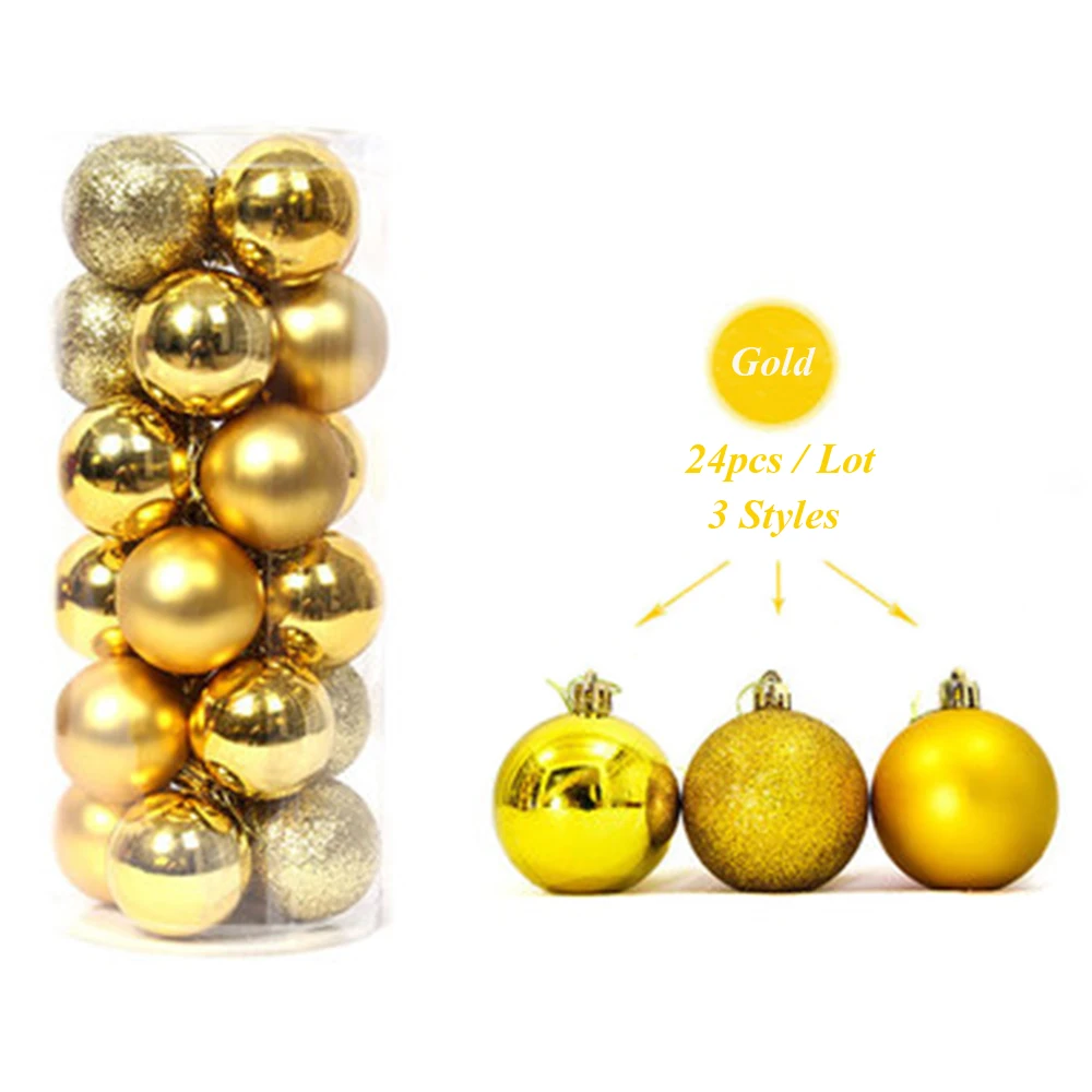 YORIWOO 24pcs/lot 3cm Merry Christmas Tree Balls Decoration Party Hanging Ornament Christmas Baubles Pendant Xmas New Year Gifts