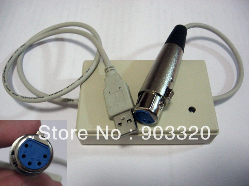 5pins DMX512 USB Interface USB to DMX Dongle Adaptor Enttec Pro for Stage Light Installation